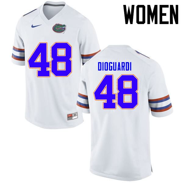 NCAA Florida Gators Brett DioGuardi Women's #48 Nike White Stitched Authentic College Football Jersey MHO2564UW